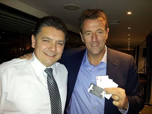 Magician Darren Brand with Matt Le Tissier